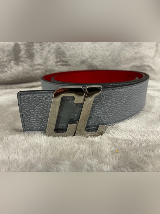 Other - Christian Louboutin Leather Men's Belt with Silver CL Buckle and Red Lining